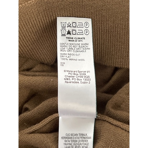 Autograph Sweater Men’s XL Brown Camel Extra Fine Merino Wool Collared Pullover - Picture 12 of 13